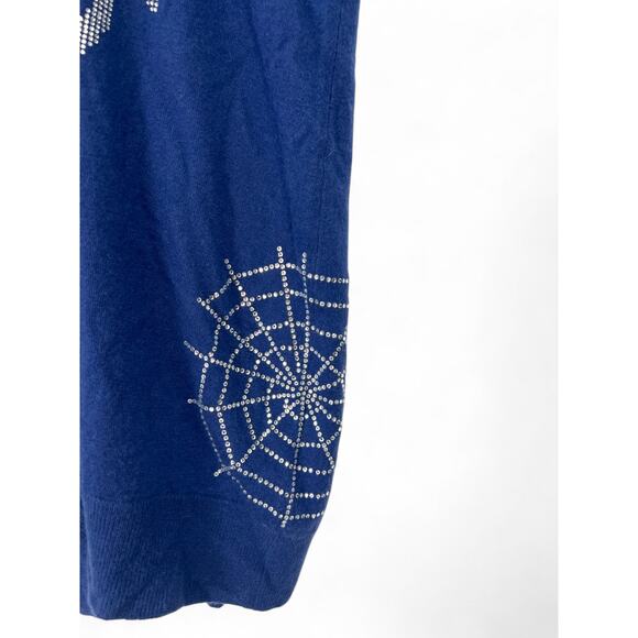 Amal Guessos | S |100% Cashmere Sleeveless Tank Top Knit Spider Web Bling - Picture 2 of 6